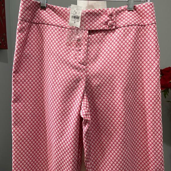 NEW Ann Taylor Loft Retro Preppy Polka Dot Straight Leg Pedal Pusher Capri Pants - Picture 2 of 14